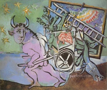 Pablo Picasso Painting - Minotauro tirando de un carro 1936 cubismo Pablo Picasso